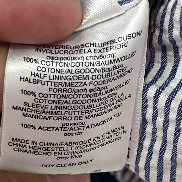 Brooks Brothers Women's Petite 12P Navy Blue With Striped Trim Blazer - Picture 2 of 7